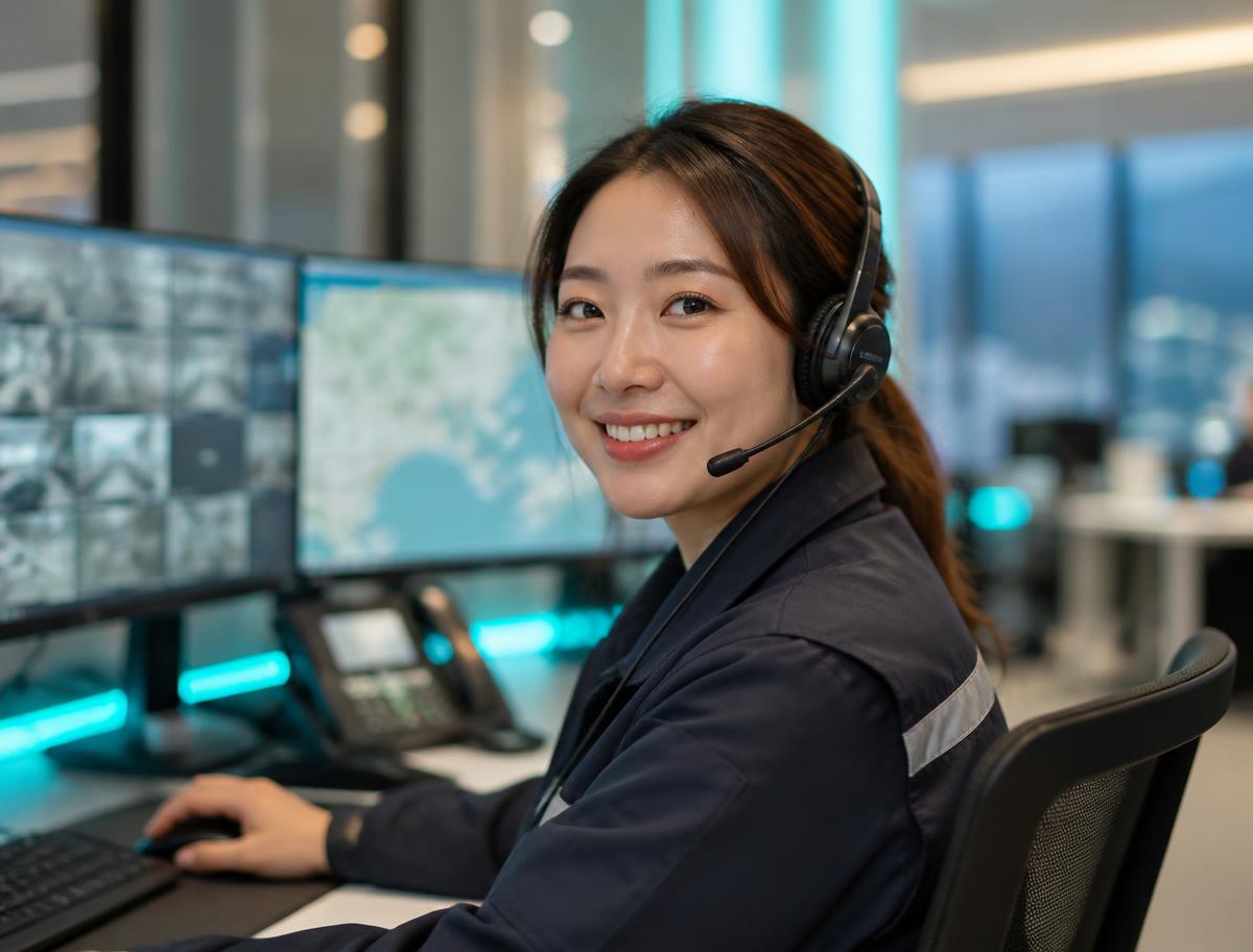 Easilink team member wearing a headset